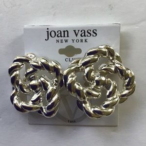 JOAN VASS SILVERTONE CLIP ON EARRINGS NWT